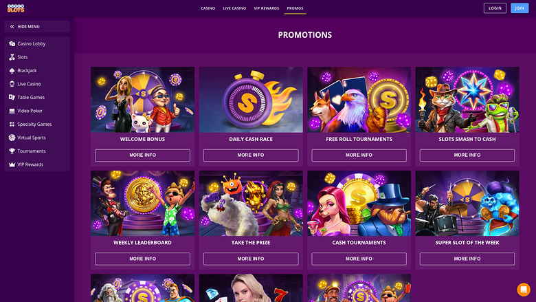 Super Slots Casino — Promotions page