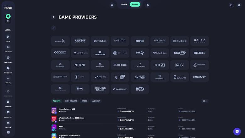 Thrill Casino — Games by studio