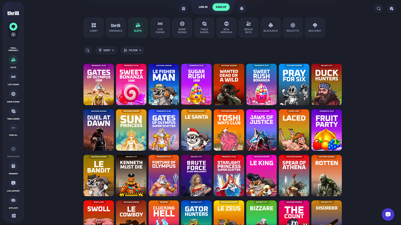 Thrill Casino — Games lobby