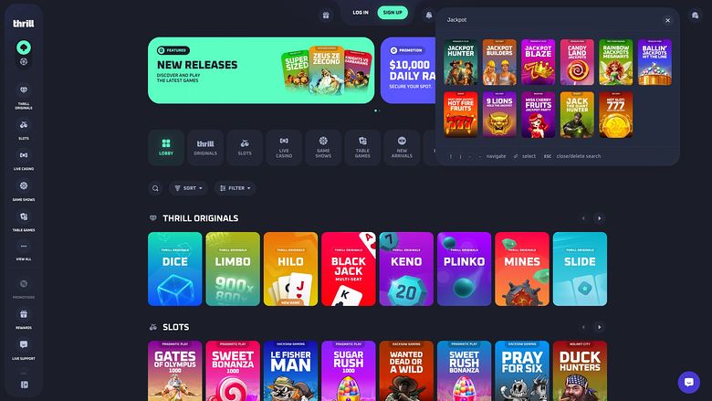 Thrill Casino — Jackpot games