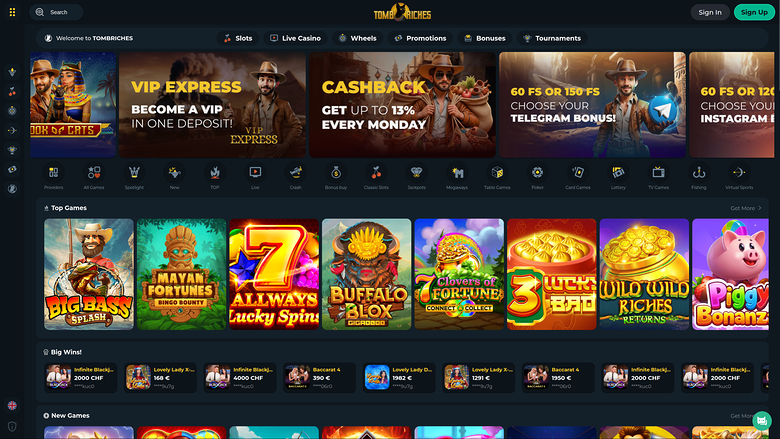 TombRiches Casino — Homepage