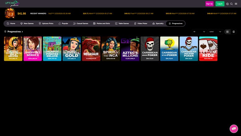 UpTown Pokies Casino — Jackpot games