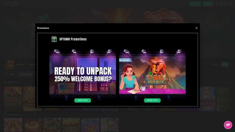 UpTown Pokies Casino — Promotions page