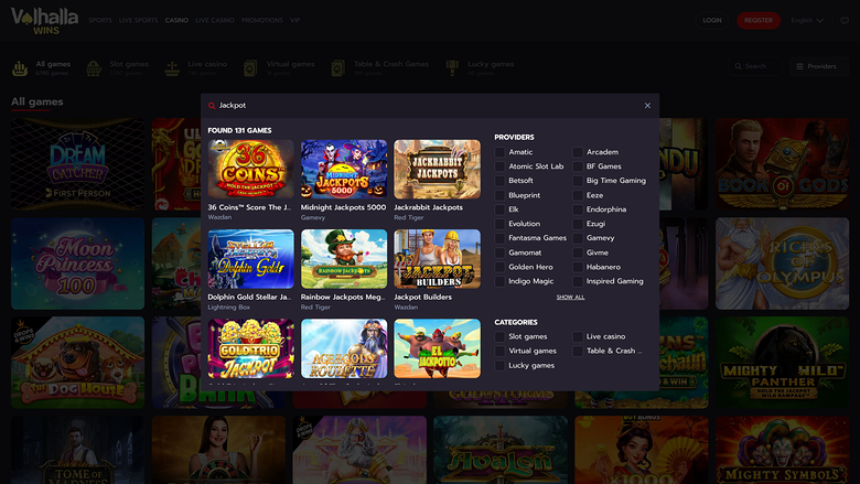 ValhallaWins Casino — Jackpot games