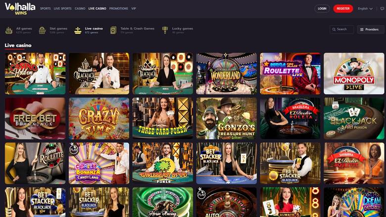 ValhallaWins Casino — Live dealer lobby