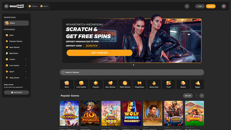 VegasNova Casino — Homepage