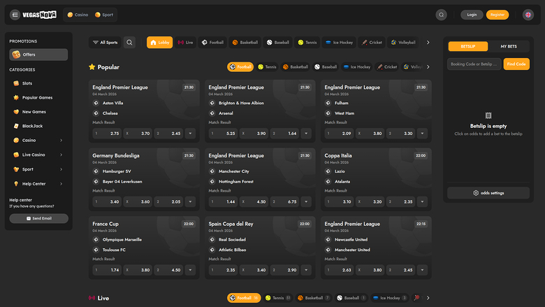 VegasNova Casino — Sportsbook