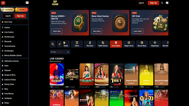 VipCasino — VIP section