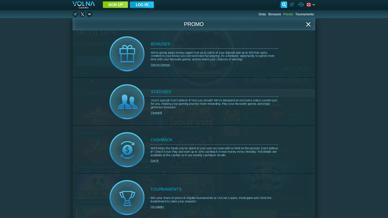 Volna Casino — Promotions page