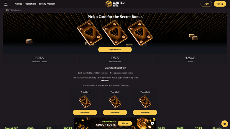 Wanted Win — Lootbox