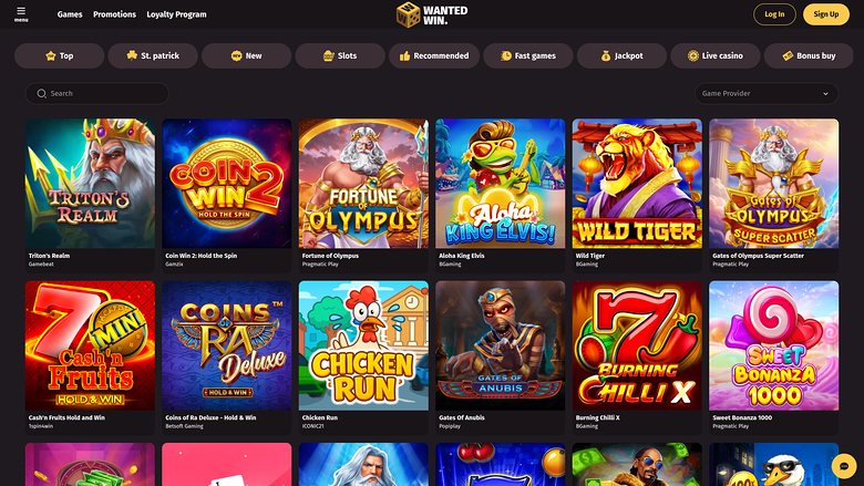 Wanted Win — Games lobby