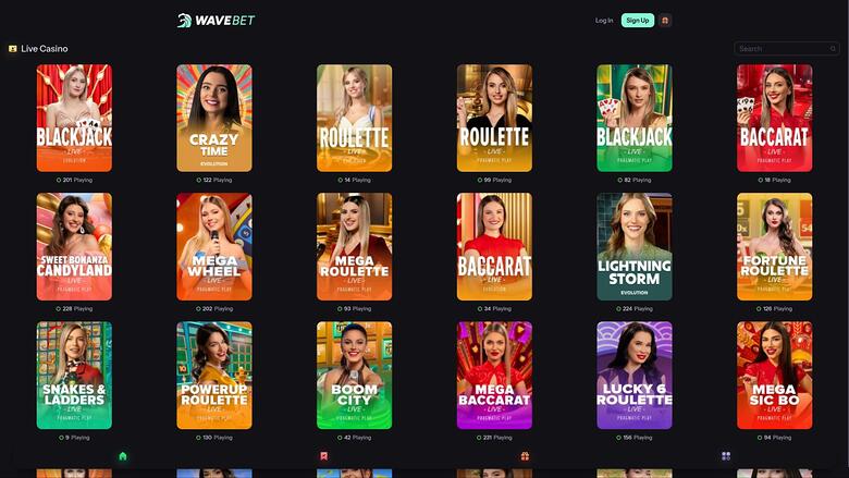 WaveBet Casino — Live dealer lobby