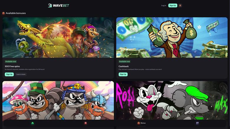 WaveBet Casino — Promotions page