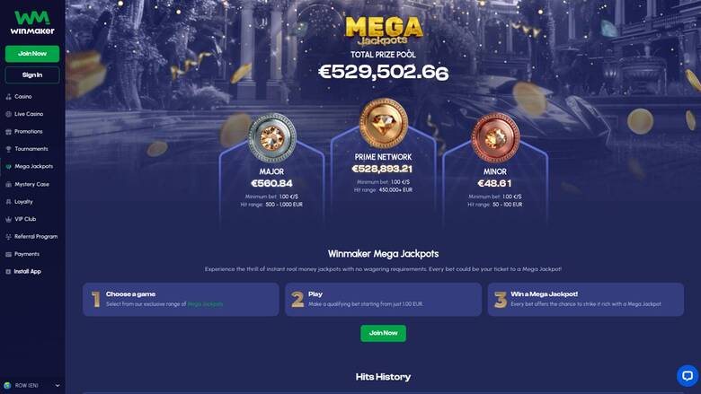 Winmaker Casino — Jackpot games