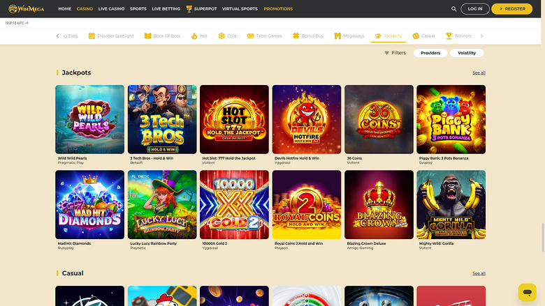 WinMega Casino — Jackpot games