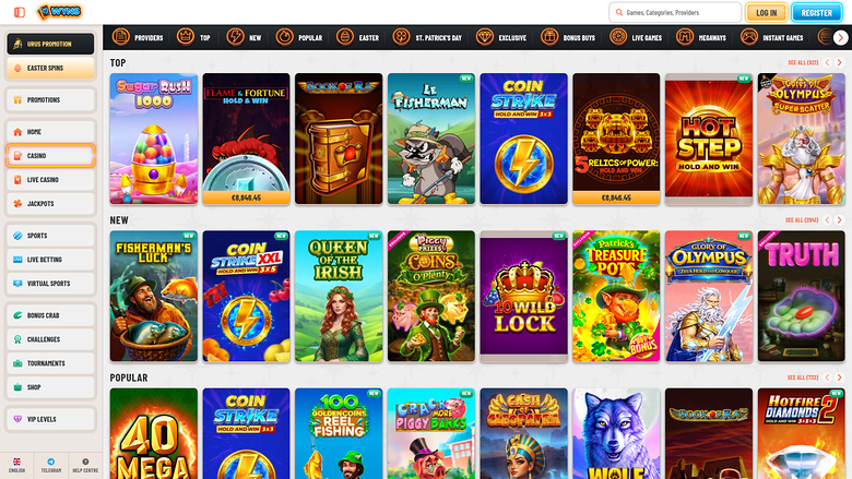 Wyns Casino — Games lobby