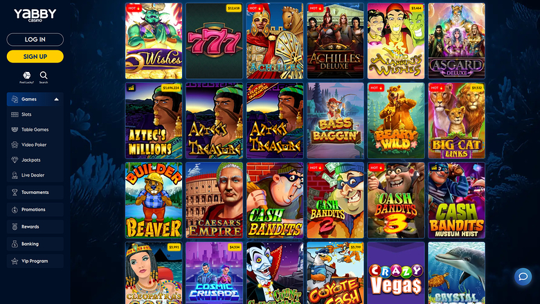 Yabby Casino — Jackpot games