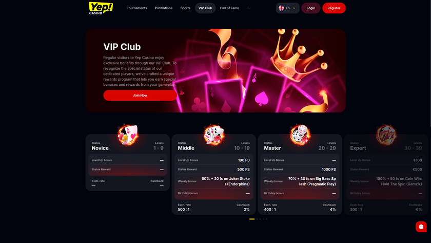 Yep Casino — VIP section