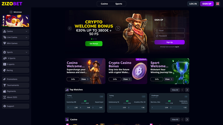 Zizobet Casino — Homepage